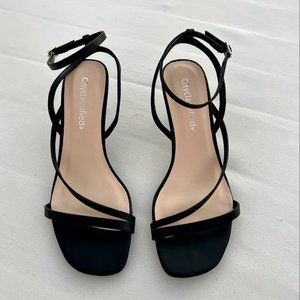 City Classified Black Strappy Kitten Heels